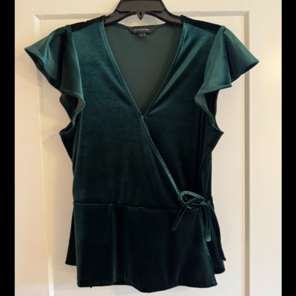 Banana Republic Green Velvet Wrap Shirt